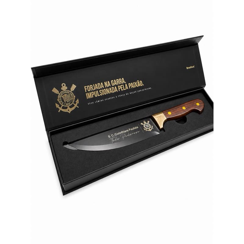Faca Steel Gold Corinthians Oficial Licenciada Brasfoot Aço Inoxidável Colecionável