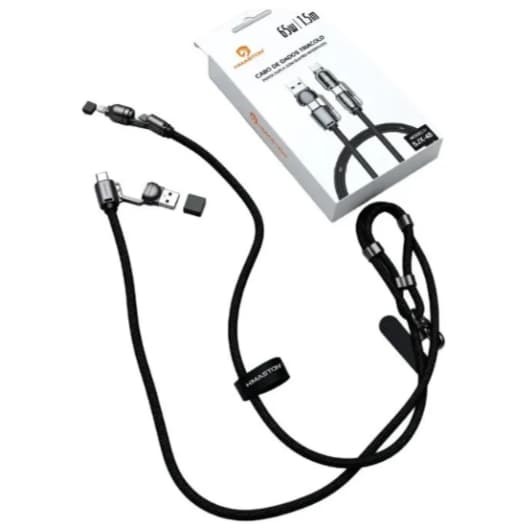 Cabo USB Magnético 4 em 1 Carregamento Rápido Tipo C Micro USB iPhone 1,5 Metros Hmaston