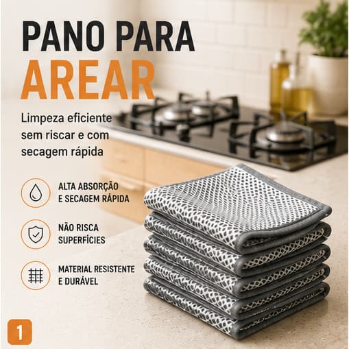 Pano De Limpeza Aço Kit 6/12/18/24 Para Arear Panelas Premium Tira Gordura Fogão Louças Reutilizável