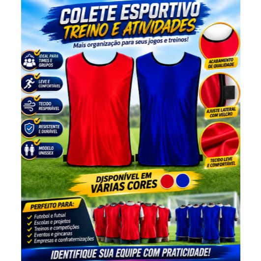 Colete De Futebol Dupla Face Jogador Times Adulto Pratico Esportes
