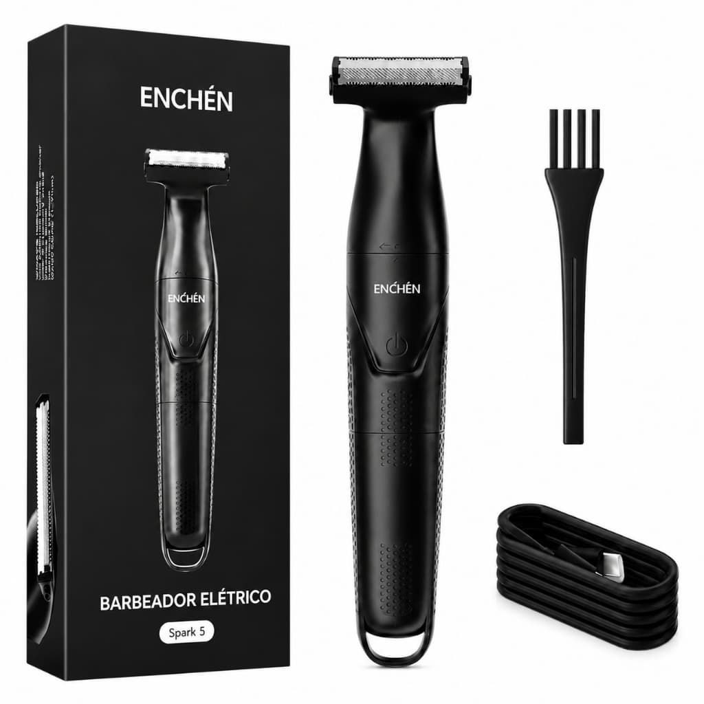 ENCHEN Spark 5 Aparador Corporal Masculino 5 em 1 | Aparador de Pelos para Corpo, Barba | T-Blade 0,2mm | Seco e Molhado