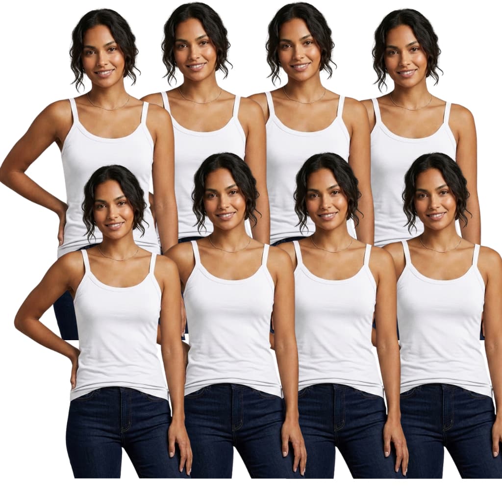 Kit Com 8 Regatas Alcinha Feminina Básica Malha Premium Não Amassa