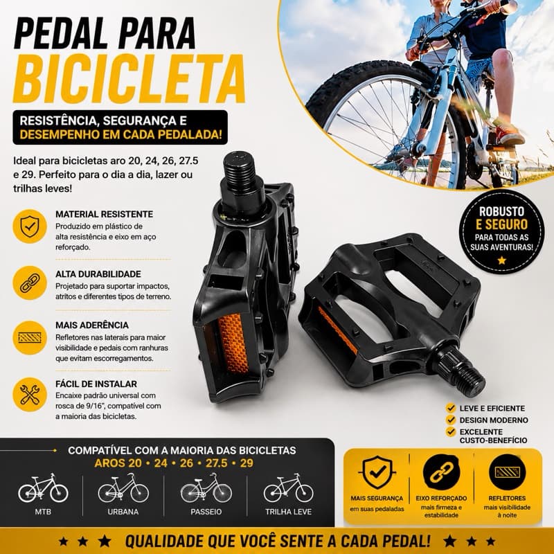 Par Pedal Plataforma GTA Bike Rosca Grossa 9/16 Esfera