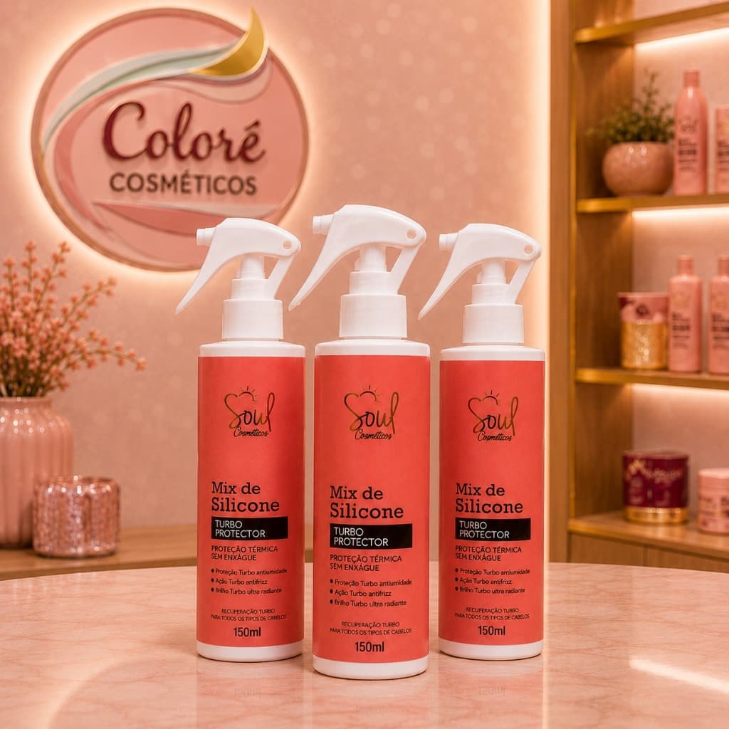 Spray Finalizador Mix de Silicone Turbo SOUL 150ml Antifriz Proteção Térmica Salão Protector Capilar