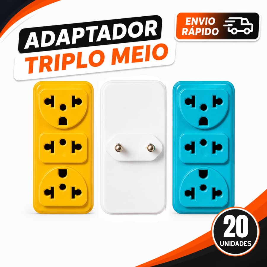 Kit 20 Adaptador De Tomada Triplo Meio Color 03 Entradas 10 A Benjamin T Universal