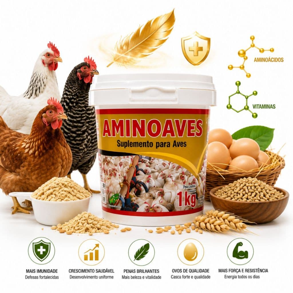 Suplemento Aminoaves - Agrocave - 1kg Vitamina Aves Galinha Ração