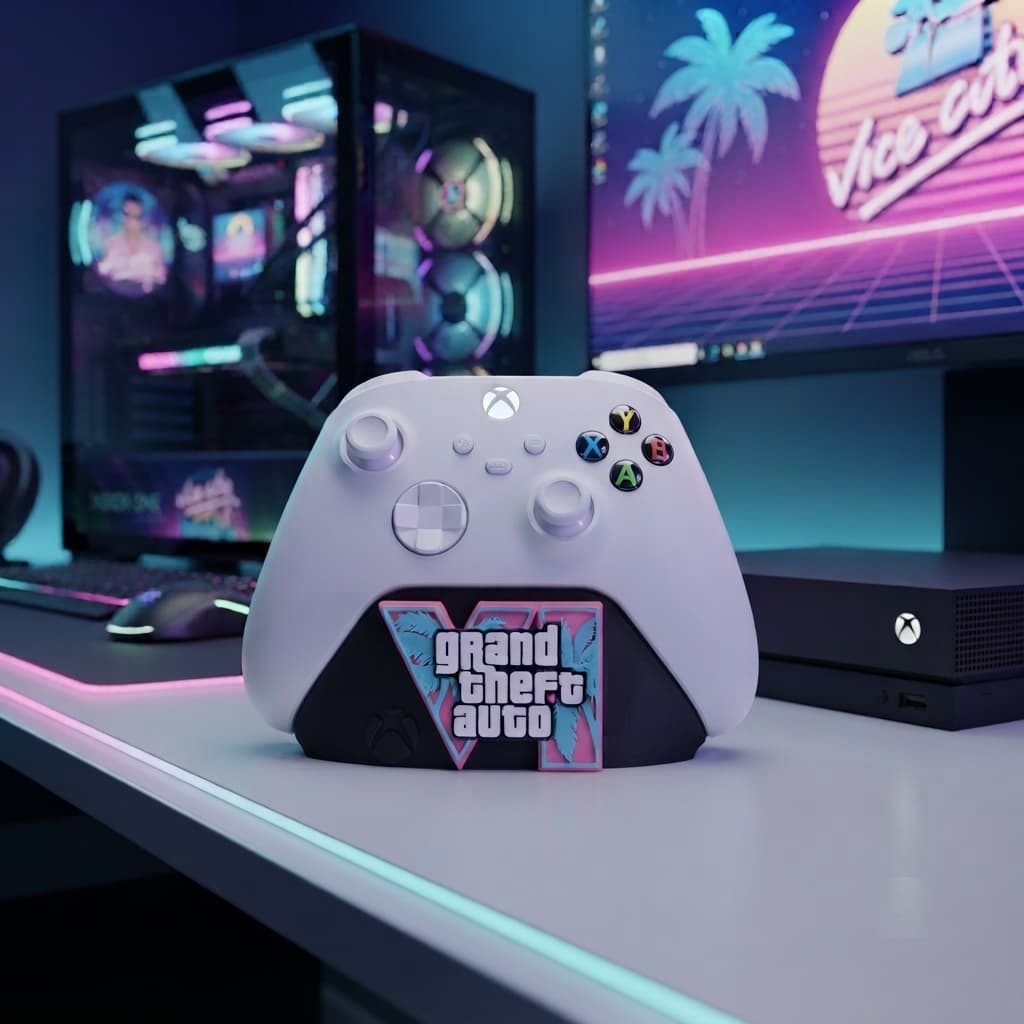 Suporte Para Controle Xbox Series X e S Tema GTA VI - Decoração Setup Gamer / Alta Qualidade GTA 6