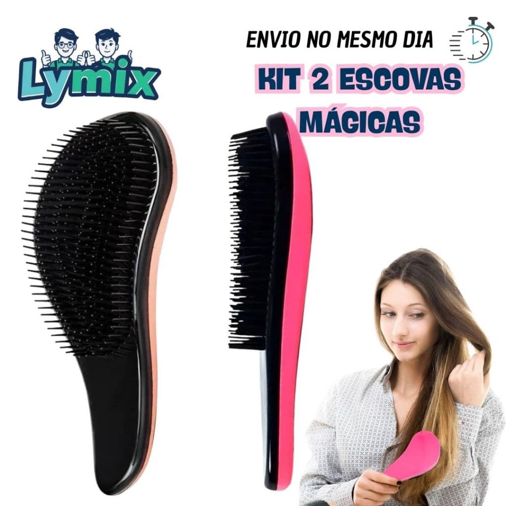 Kit 2 Escova Mágica de Cabelo: Desembaraço Fácil-Anti-Frizz