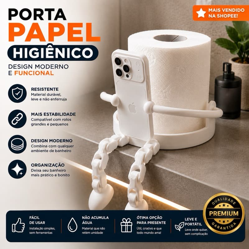 Porta Papel Higiênico Decorativo de Banheiro Boneco Moderno Organizador para Banheiro Lavabo Design Criativo