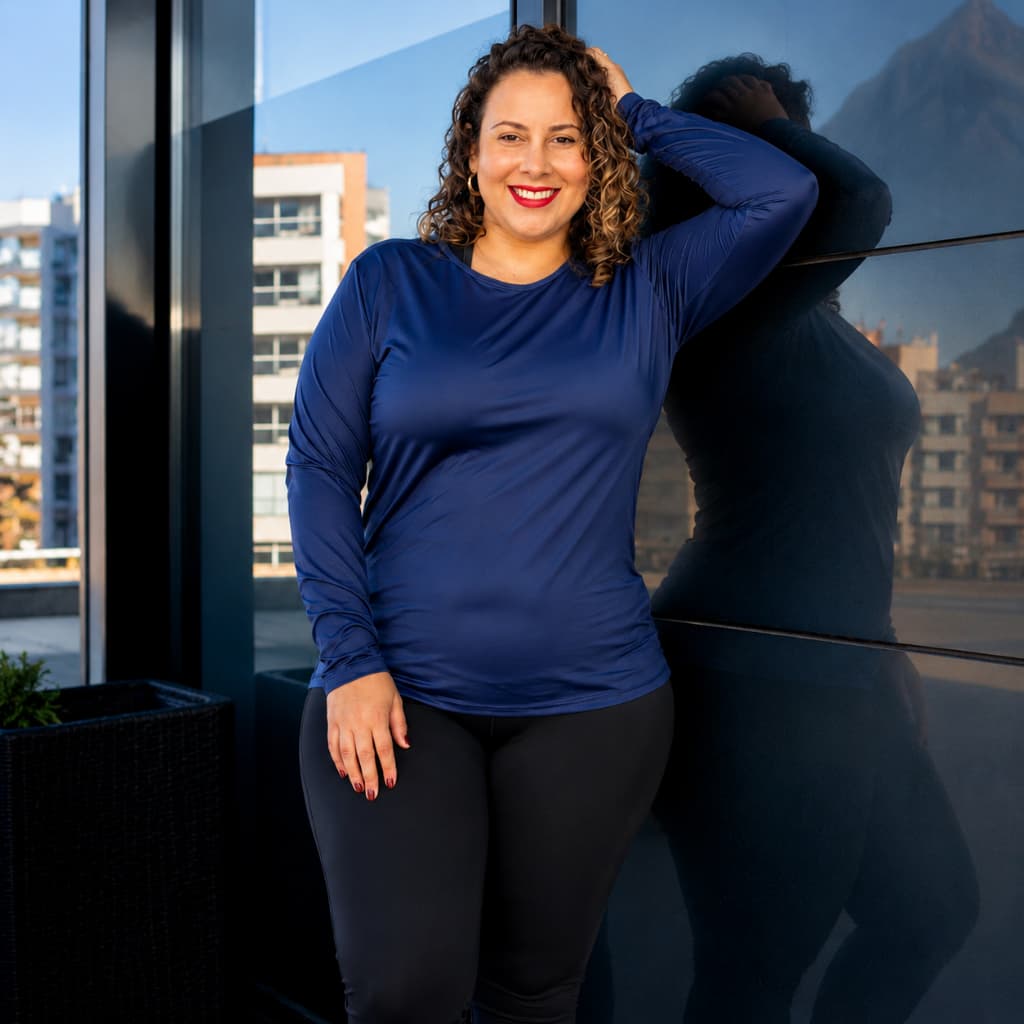 Blusa Frio Feminina Camiseta Manga Longa Plus Size Academia Fitness Comprida Roupa Proteção UV Curve