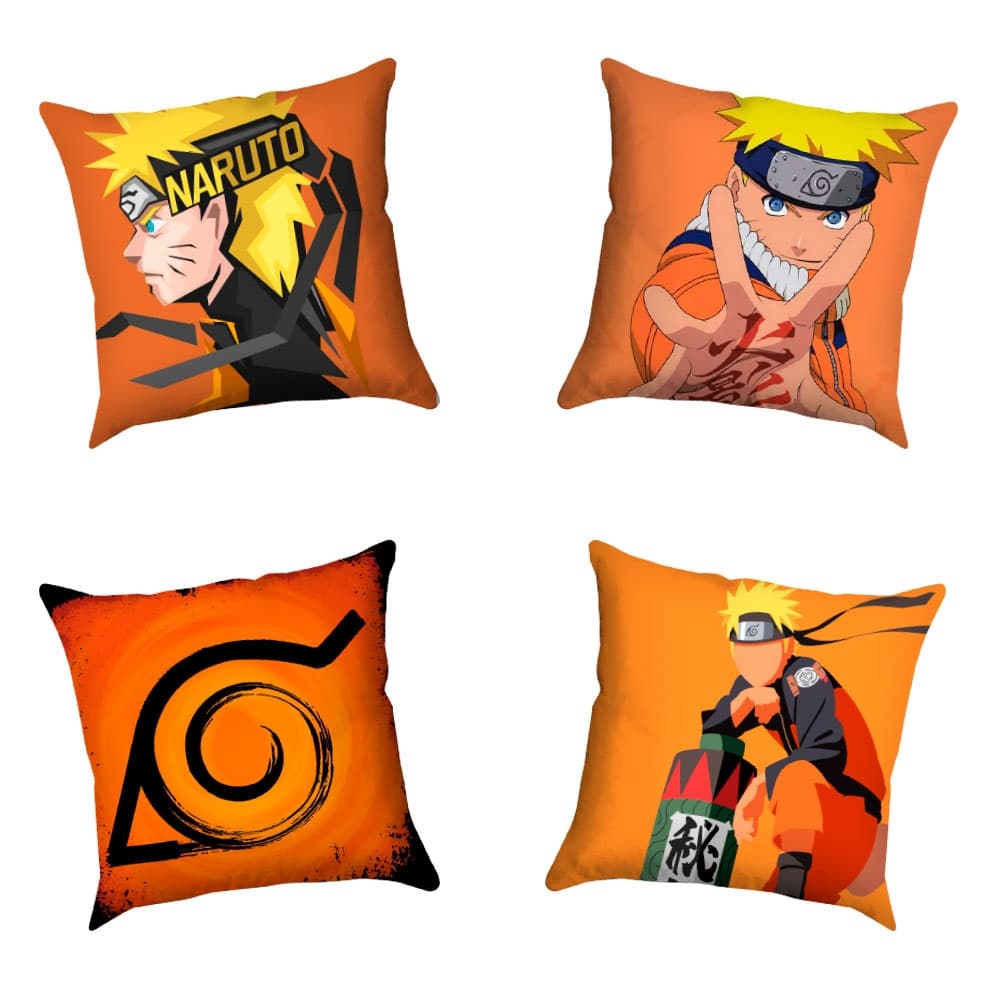 Kit 4 Almofadas MARVEL DC NARUTO BATMAN HOMEM ARANHA HEROIS - Cheias 30x30cm quarto menino