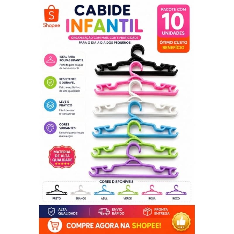 30 cabides infantil Premium super reforçado