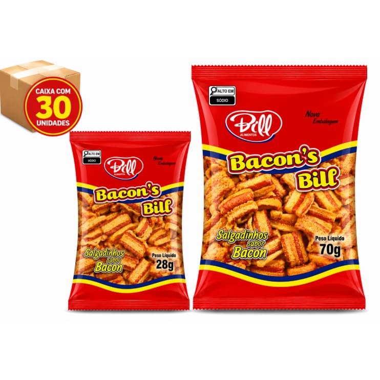 Bill Alimentos Salgadinho Pururuca Sabor Bacon Torresminho Torresmo Lanches