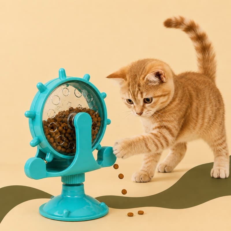 Brinquedo Interativo Porta Petisco Roda Gigante para Cães e Gatos Alimentação Lenta Anti Ansiedade