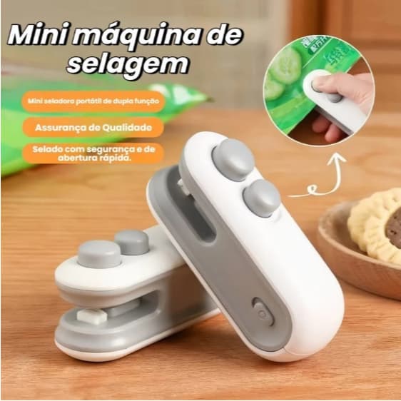 Mini Máquina Seladora Portátil 2 Em 1 Saco Plástico Embalagen Carregamento Usb Elétrica