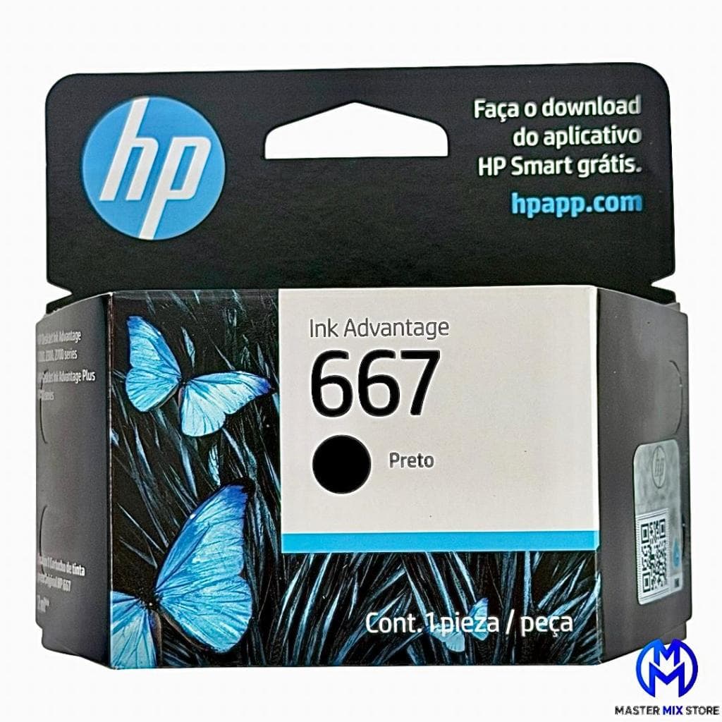 Cartucho de Tinta HP 667 Preto Advantage 2ml - ORIGINAL - Impressora HP Deskjet: 6000 - 6400 series / 1200 / 2300 / 2700