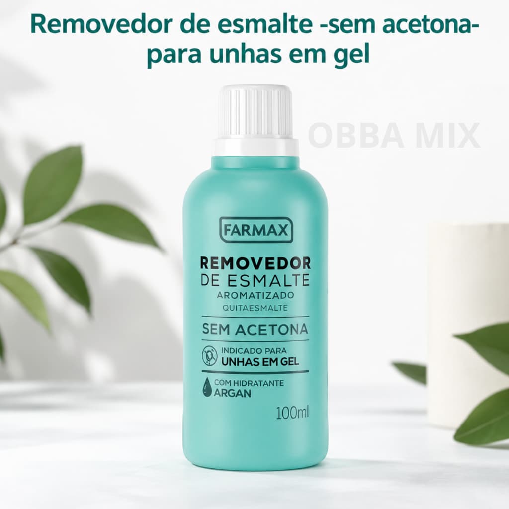 Removedor de Esmalte Sem Acetona Com Hidratante Indicado Para Unhas Em Gel Farmax 100ml