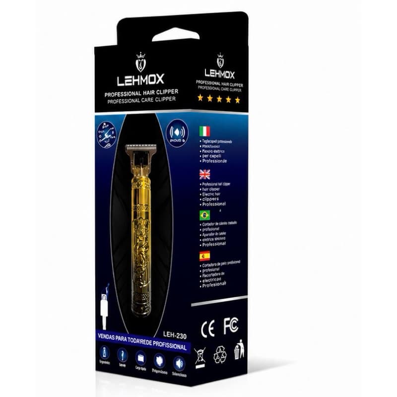 Máquina de Cortar Cabelo Profissional Recarregável com Lâminas de Aço Inox