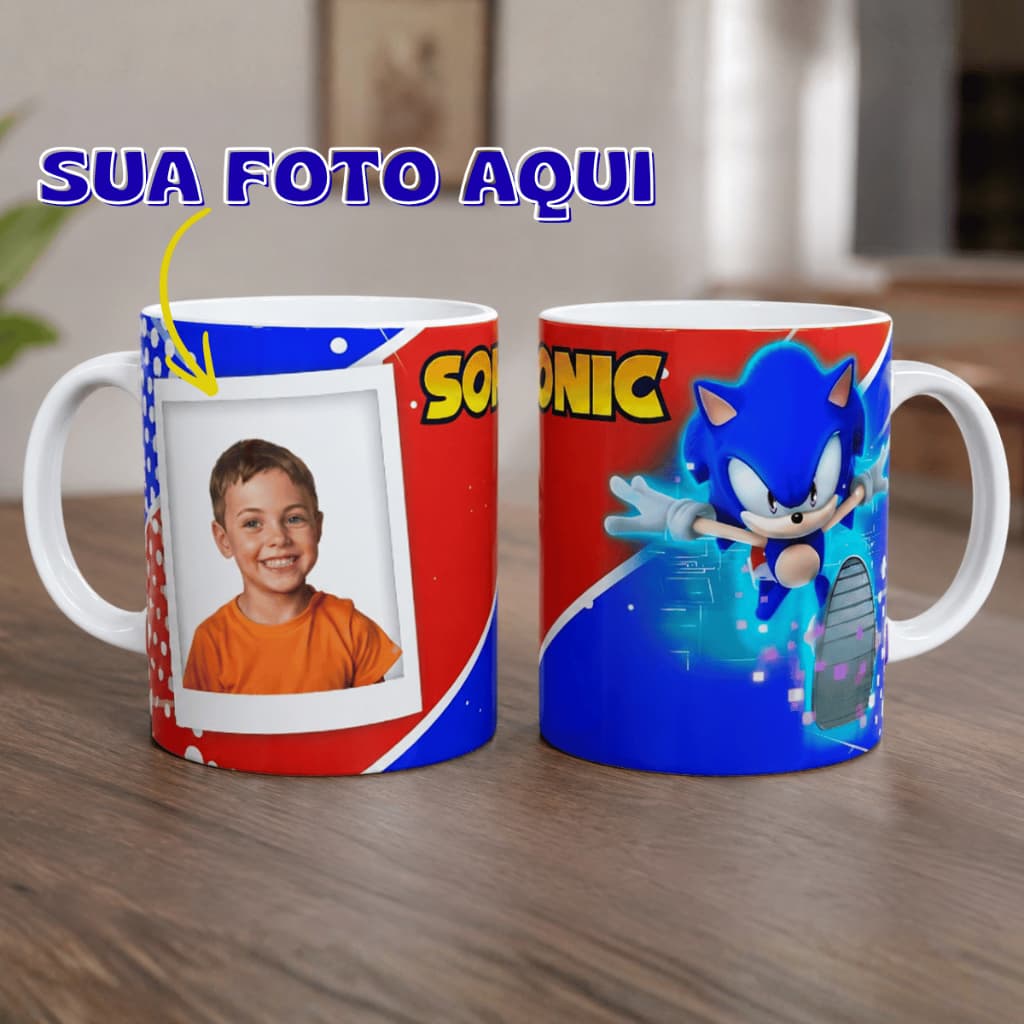 Caneca Personalizada C/ Foto do Seu Filho + Personagens De Desenhos