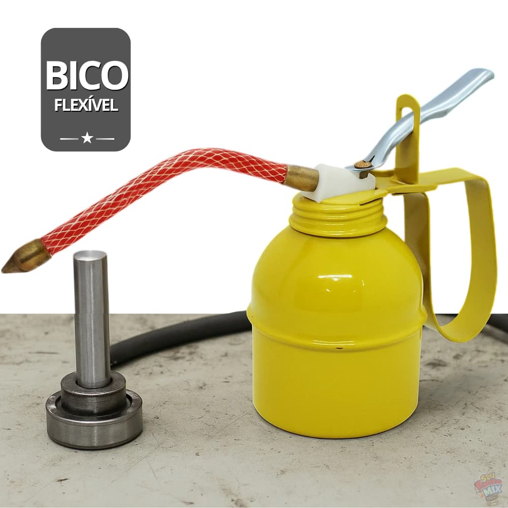 Almotolia Bomba de Oléo 300ml - Lubrificação Profissional Metálica Bico Flexível - Anti Vazamento