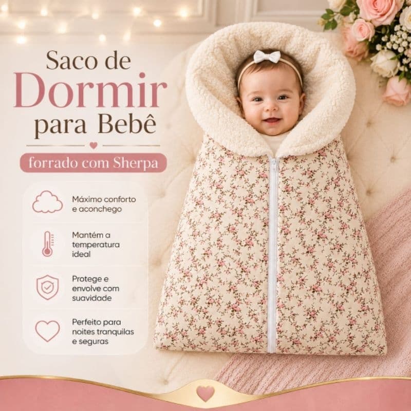 Saco de Dormir Infantil Sherpa Bebê Quentinho Macio para Carrinho e Berço | várias estampas