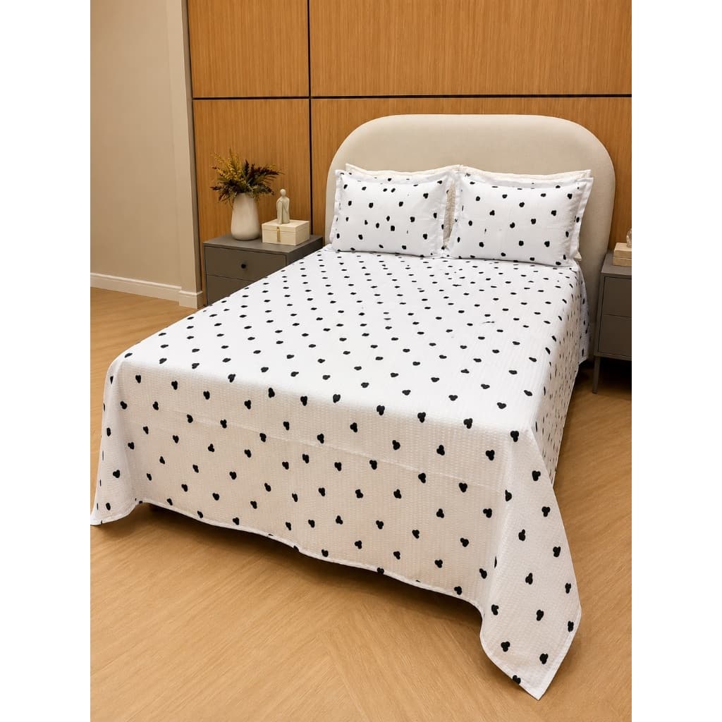 Kit Colcha Cobre Leito Piquet Matelado  3 Peças Casal Queen Premium