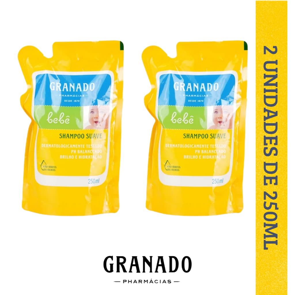 Kit 2 Refil Shampoo Suave Granado Bebê Tradicional 250ml