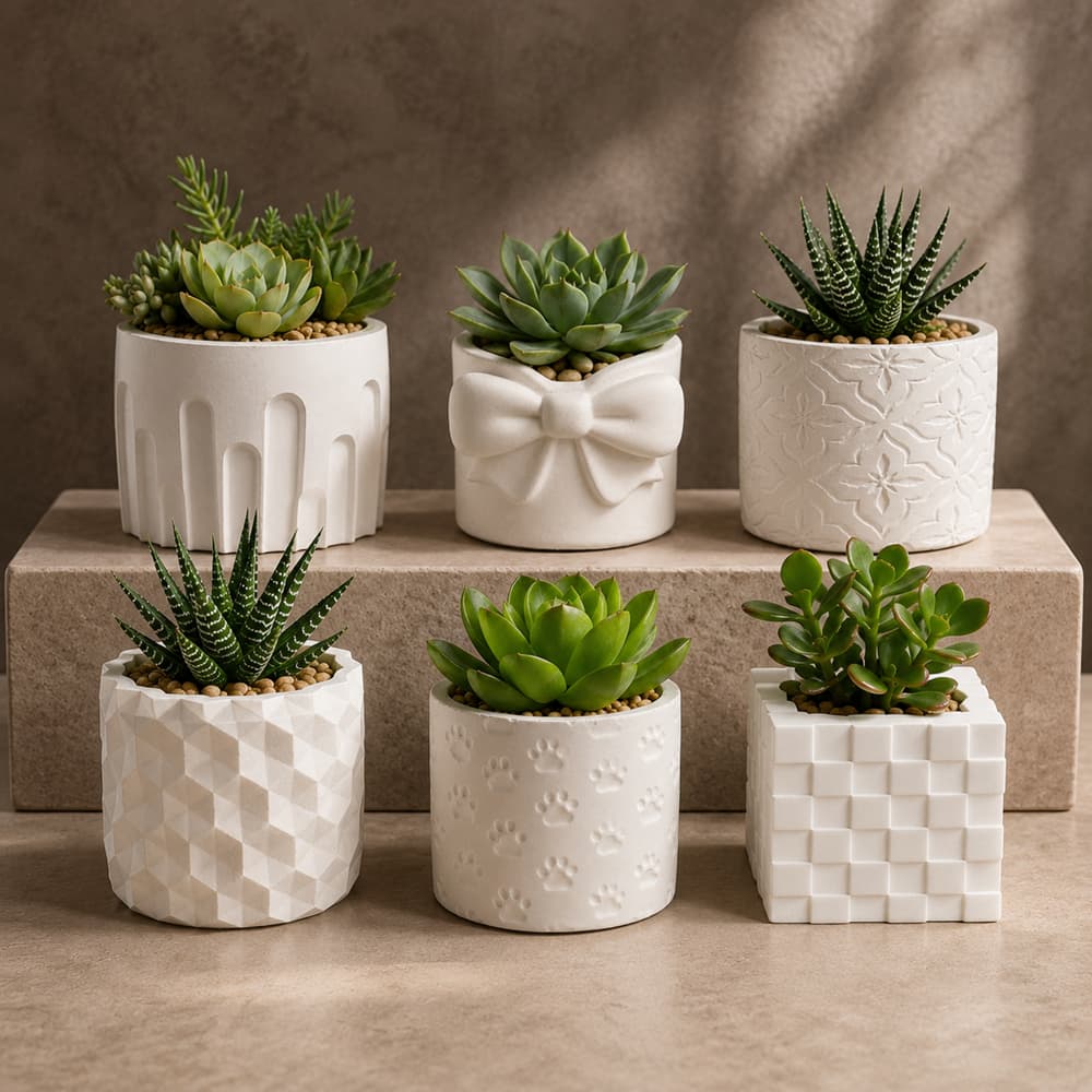 Vasos de Plantas de Gesso Suculentas Vaso Decorativo em Gesso para e Cactos Decoração Sala - Vários Modelos