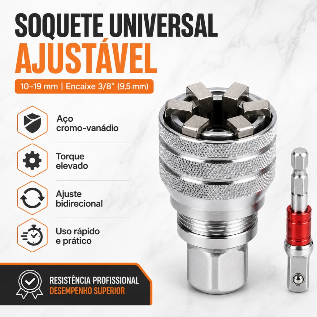 Adjustable Universal Socket Wrench Suitable For 10-19mm Adaptador Para Chave De Torque E Ferramentas MecâNicas