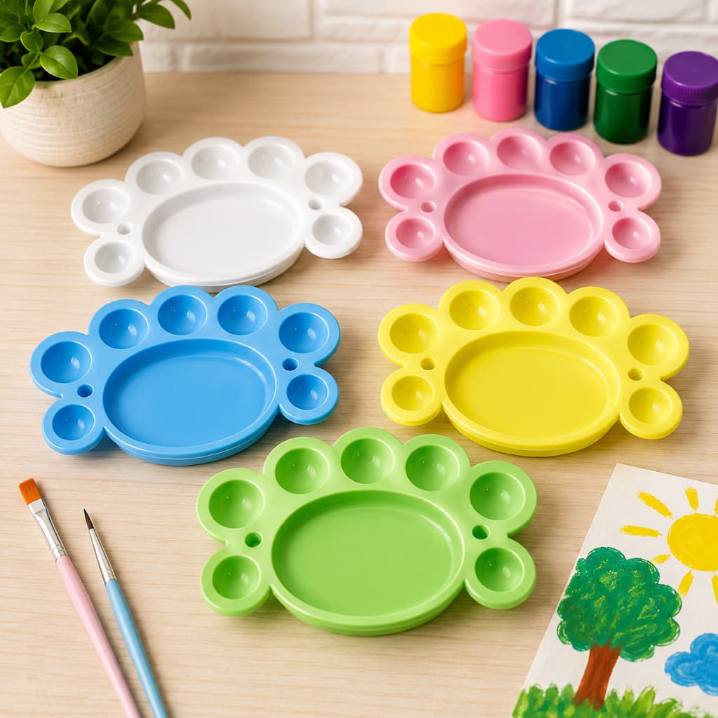 Paleta de Tinta Godê Para Pinturas Artesanatos Escolar 8 Cavidades