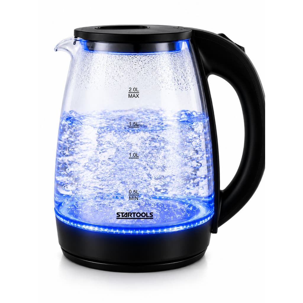 Chaleira Elétrica Vidro 2 Litros Para aquecer Agua Chá Café Com LED desligamento Automatico