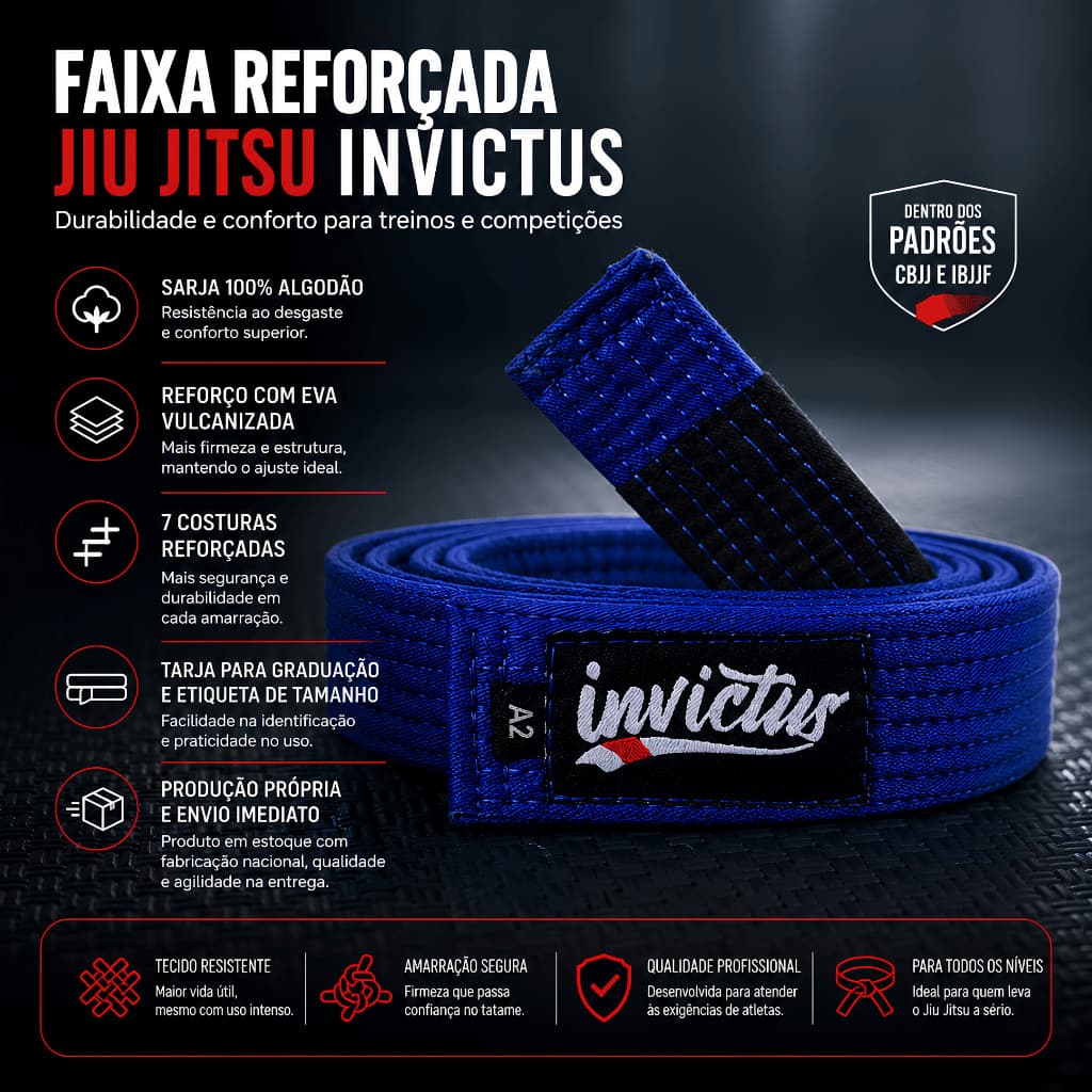 Faixa azul PERFEITA para  jiu jitsu | ENVIO IMEDIATO - Invictus