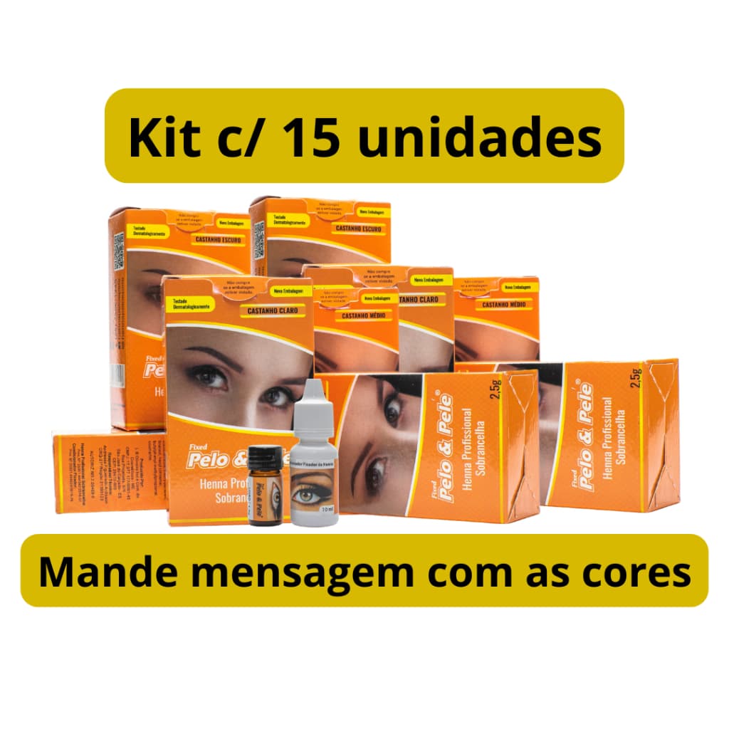 Henna para Sobrancelhas Pelo e Pele 2,5g C/ 15 Unidades (escolha as cores por mensagem)