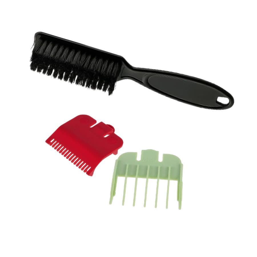 kit Degradê barbeiro Barbershop Cabeleireiro 1 escova degradê 2 pentes de máquina disfarce
