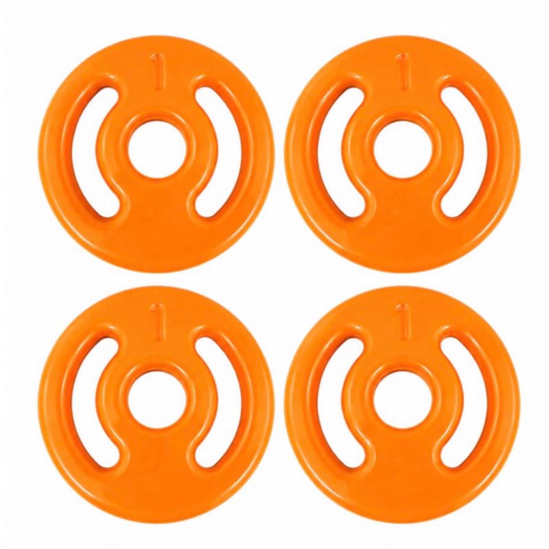 Kit com 4 Anilhas Emborrachadas 1kg Laranja – Total 4kg