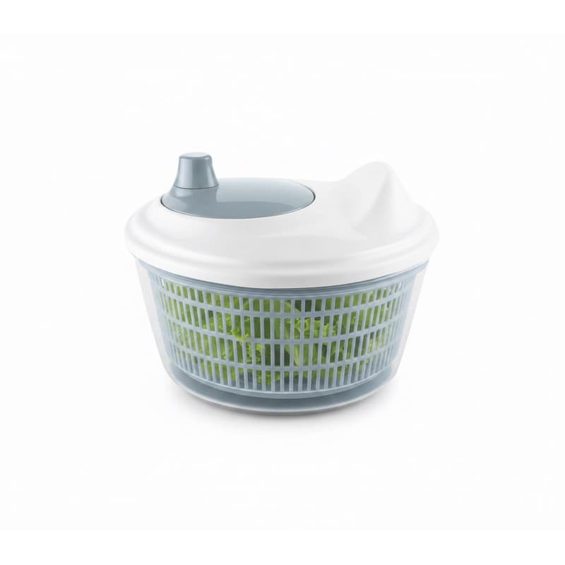 Seca Salada 2,5L Centrífuga De Folhas Manual Escorredor De Verduras Legumes Frutas Cinza