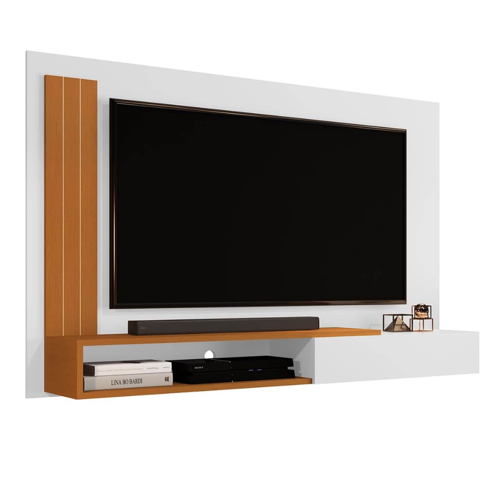 Painel Sala Para TV Até 50 Polegadas Com Porta E Nicho Decorativo Estante De Parede Cross