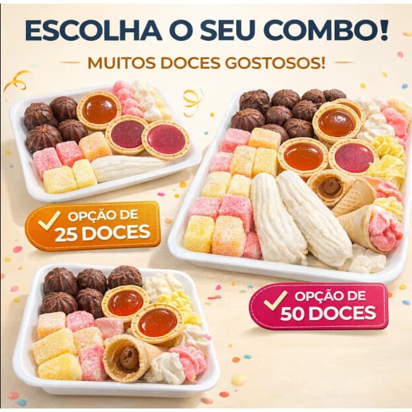 Doces antigos típicos de infancia 50 e 25 unidades