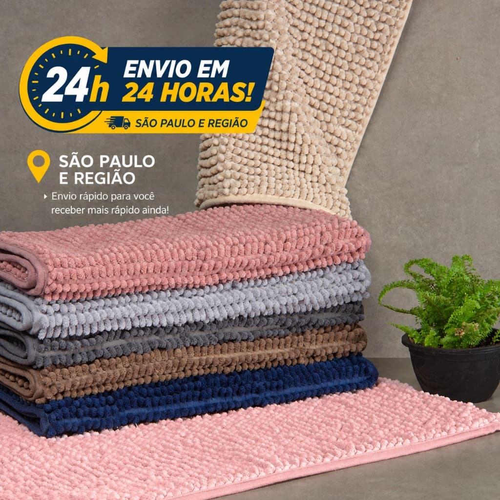 Tapete para Banheiro Antiderrapante 38x58cm Macio Felpudo Bolinha Macarrão Várias Cores