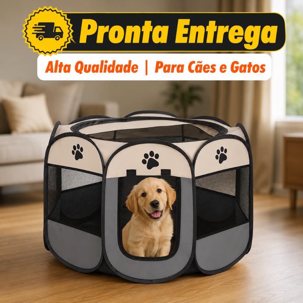 Cercado de Pet Dobrável Portátil 73x43cm Para Cães e Gatos Tela Respirável Montagem Rápida para Casa e Viagem