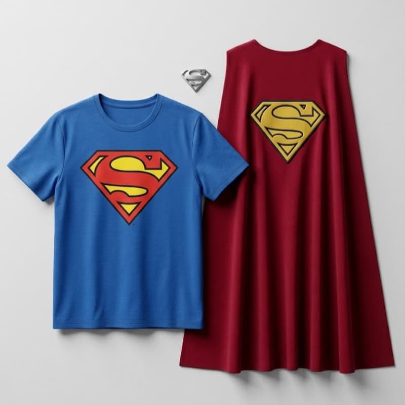 Kit Superman Adulto: Camiseta Bordada  + Capa Premium