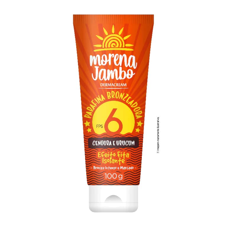 Bisnaga Parafina Bronzeadora Cenoura e Urucum Morena Jambo com Efeito Fita Isolante e FPS 6