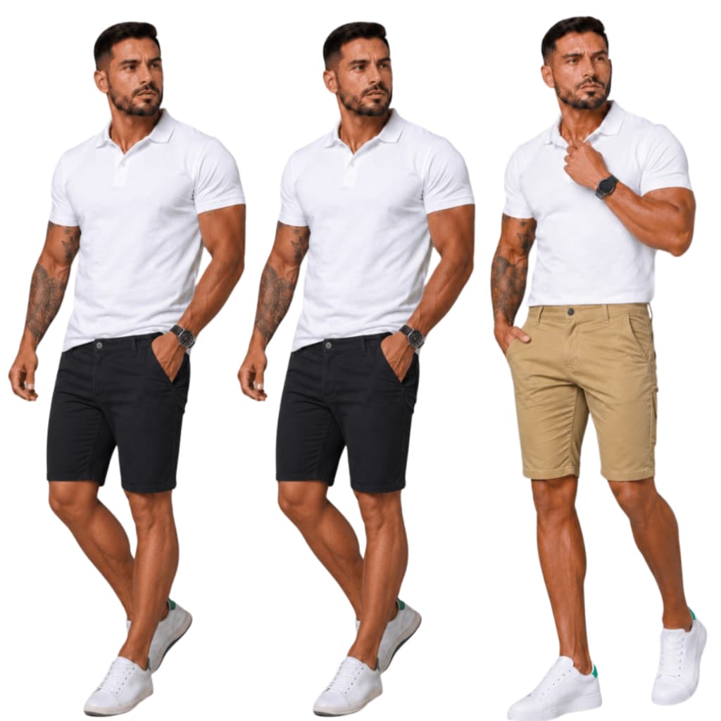 Kit 3 Bermuda Sarja Masculina | Bolso Faca Short Masculino | Promoção Atacado