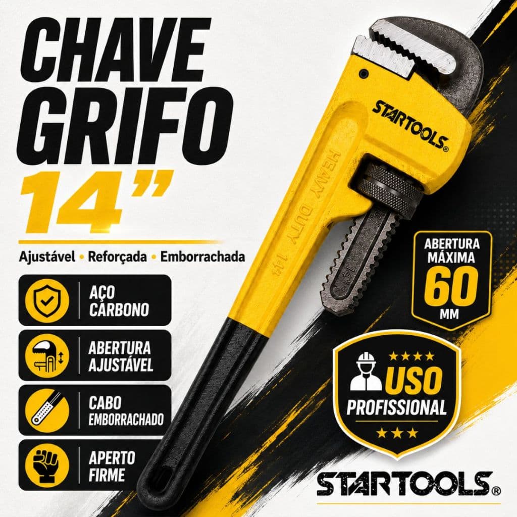 Chave Grifo 14 Pol Profissional Tubulações Tipo Americano