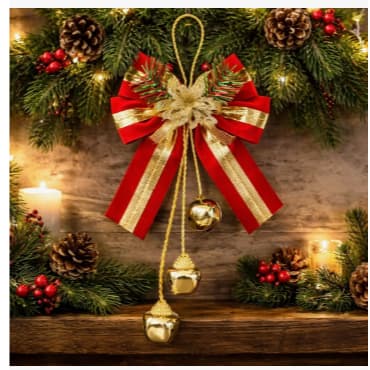 Kit C/2 Laço De Natal Com Sino Porta Decorativa 20cm E72229
