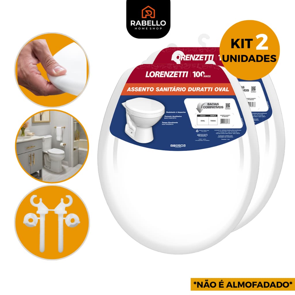Assento Sanitário Tampa Vaso Oval Lorenzetti Básico Universal Deca Celite Incepa Icasa Branco