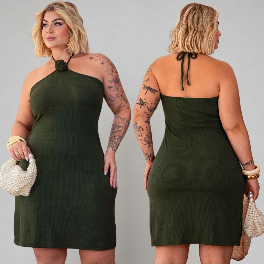 Vestido Canelado Moda Blogueira Feminino Plus Size Elegante Confortável Soltinho Leve Lindo Dia a Dia Verão