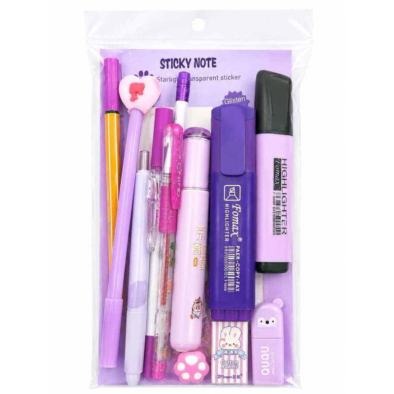Kit Papelaria Surpresa 15 Itens Aleatórios | Canetas, Marca-Texto e Papelaria Fofa