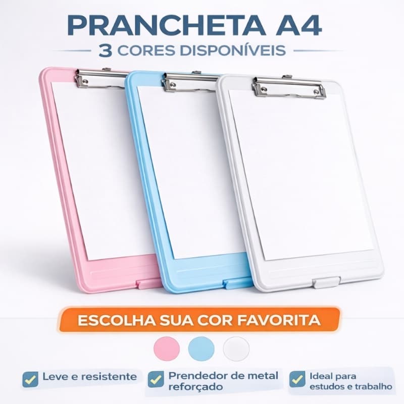 Prancheta Escolar A4 Com Compartimento Armazenador Suporte Para Caneta Clipe Metálico Para Escritório