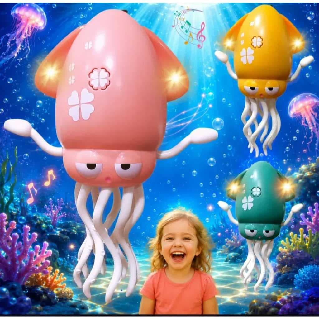 Brinquedo Musical Polvo Dançante Com Luz Led E Evitação De Obstáculos Movimenta Agua viva